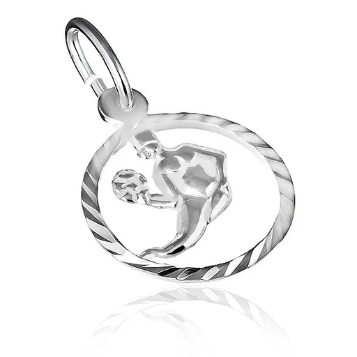 Přívěsek ze stříbra 925 - lesklý kruh a znamení "panna"