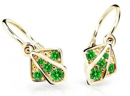 Cutie Jewellery Dětské náušnice ze žlutého zlata C2241-10-X-1 zelená