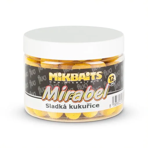 Mikbaits mirabel fluo boilie 150 ml 12 mm - sladká kukuřice