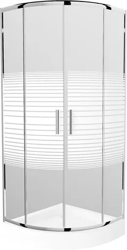 MEXEN/S Rio čtvrtkruhový sprchový kout 80 x 80, dekor/mráz, chrom + vanička Rio 863-080-080-01-20-4710