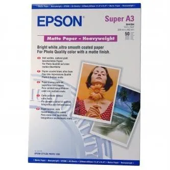 Epson Matte Paper Heavyweight S041264 C13S041264, 167 g/m2, A3+, matný, silný, bílý, foto papír