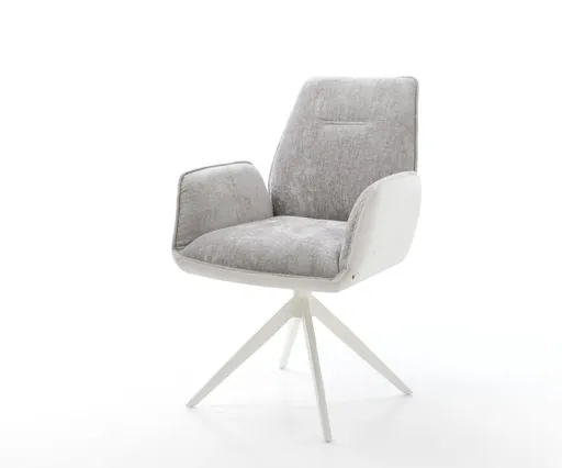 Jídelní židle Zoa-Flex mix materiálů pravá kůže bílo stříbrno