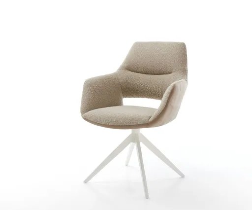 Jídelní židle Yago-Flex s područkami mix materiálů béžová