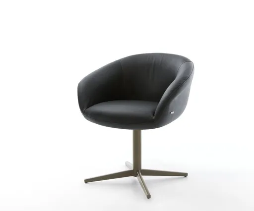 Jídelní židle Vinka-Flex s područkami pravá kůže černá podnož