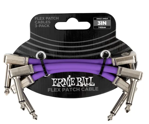 Ernie Ball Flex Patch Cable 3" Purple 3-Pack