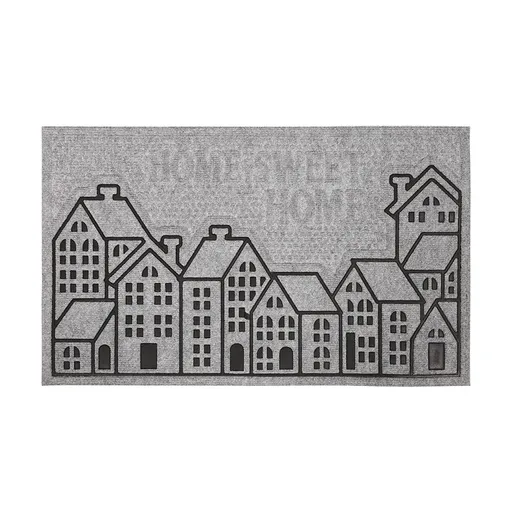 Rohožka Domky šedá, 45 x 75 cm