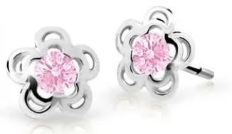 Cutie Jewellery Půvabné dětské náušnice z bílého zlata C2204-30-X-2 růžová