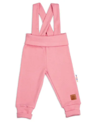 Baby Nellys Rostoucí legíny se šlemi, žebrované s širokým pásem  - meruňkové, 68/74