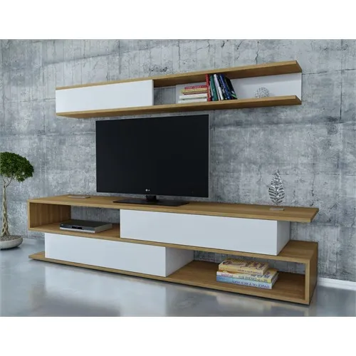 TV stěna / Sestava pod TV Sims - Teak, White