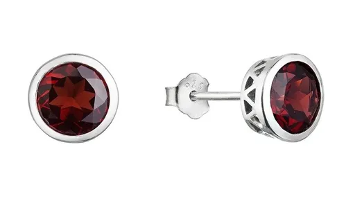 Evolution Group - Pavona Slušivé stříbrné náušnice s pravým granátem 11486.3