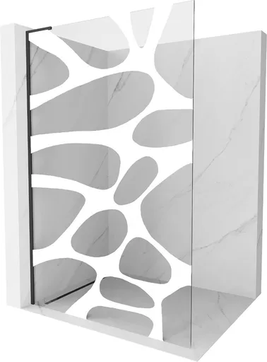 MEXEN/S Kioto L Sprchová zástěna WALK-IN 100 x 200, bílý vzor, černá 800-100-103-70-97
