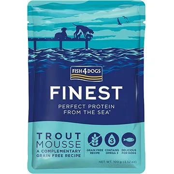 FISH4DOGS Lahodná kapsička pro psy 99 % pstruh 100 g (5056008808150)