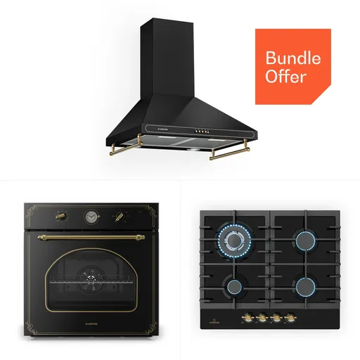 Klarstein Victoria 60 Triple Set plyn, Plynné varné desky, Trouba, Digestoř