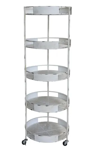 Béžový antik kovový regál na kolečkách s podnosy Fil de Fer - 53*157 cm Chic Antique