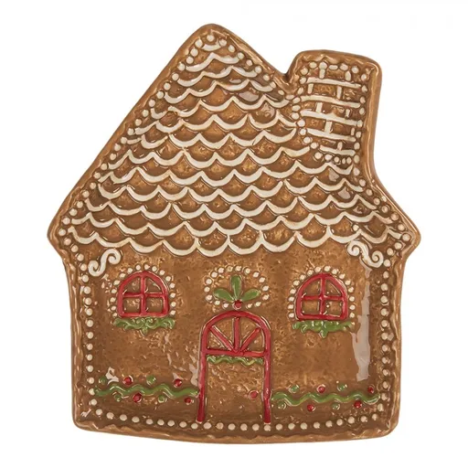 Keramický talířek perníková chaloupka Gingerbread Cott - 20*18*3 cm Clayre & Eef