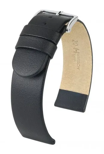 Řemínek Hirsch Scandic - černý - 20 mm - L – Standardní délka (doporučujeme) - 20 mm - Stříbrná