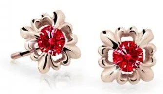 Cutie Jewellery Roztomilé dětské náušnice z růžového zlata C2212-30-X-4 červená