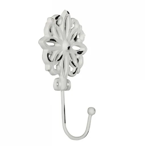 Béžový antik nástěnný háček s květinou - 9*5*16,5 cm Chic Antique