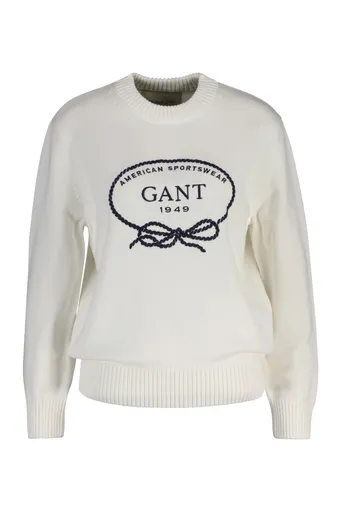 SVETR GANT GRAPHIC COTTON C-NECK EGGSHELL