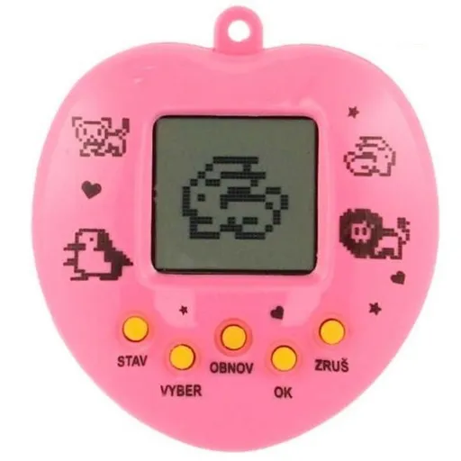 Zvířátko Tamagochi elektronické přívěsek se šňůrkou se zvukem 5 x 6 cm růžová