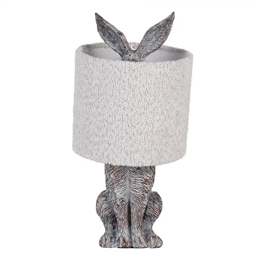 Šedá stolní lampa králík s chlupatým stínidlem Rabbi - Ø 20*43 cm / E27 Clayre & Eef