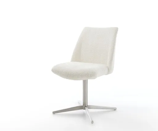 Jídelní židle Elso-Flex bouclé bílá podnož nerezová ocel otočná