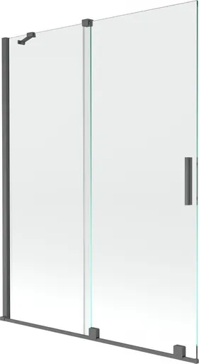 MEXEN/S Velar Dvoukřídlá posuvná vanová zástěna 130 x 150, transparent, grafit kartáčovaná 896-130-000-01-66