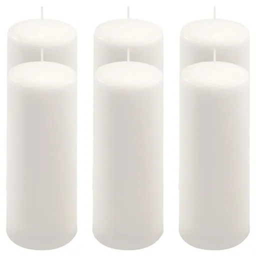 Bílá parafínová svíčka 20 cm, 80 h hoření, sada 6 ks