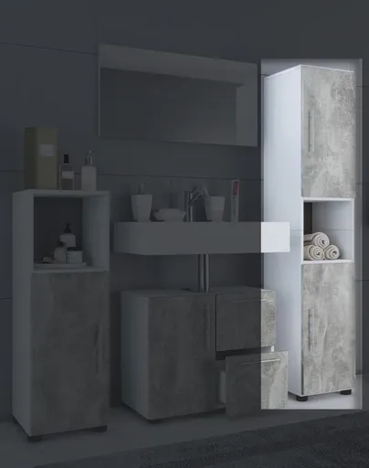 VCM Koupelnová vysoká skříňka Flandu, betonový vzhled