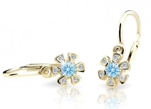 Cutie Jewellery Zlaté dětské náušnice C2156-10-X-1 světle modrá