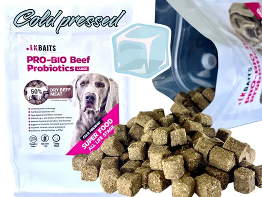 LK Baits Pet Hovězí granule PRO-BIO lisované za studena s Probiotiky 1kg,LK Baits Pet Hovězí granule PRO-BIO lisované za studena s Probiotiky 1kg