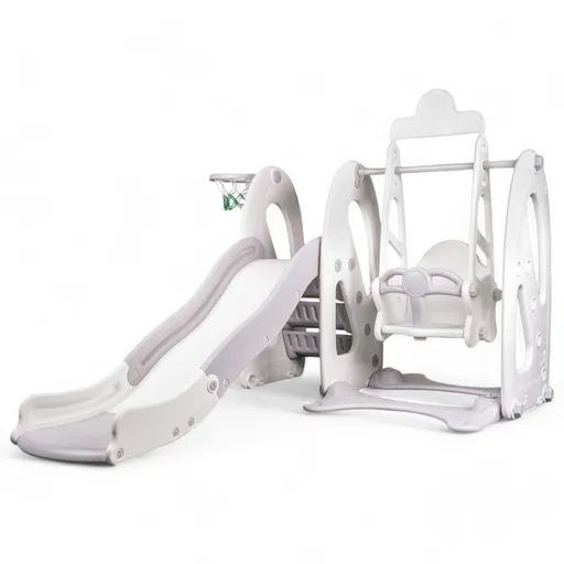 Dětská skluzavka s houpačkou a košem inSPORTline Nebelino šedá