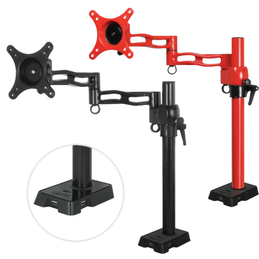 ARCTIC Z1 red - single monitor arm with USB Hub in