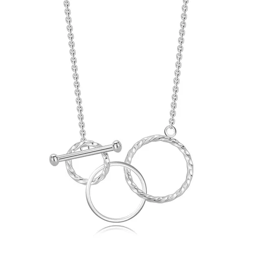 Provlékací stříbrný náhrdelník 925 - hladké kolečko, propletené kroužky, tenký řetízek