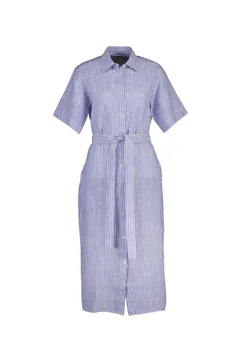 ŠATY GANT STRIPED LINEN SS SHIRT DRESS ROYAL BLUE