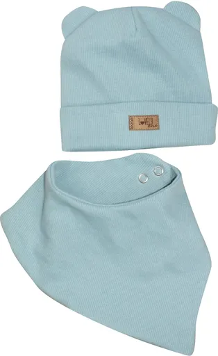 Kazum Dvouvrstvá žebrovaná čepička s oušky + šátek,  Lovely One