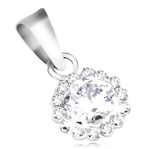 Přívěsek z bílého 14K zlata - blýskavý zirkonový kvítek čiré barvy