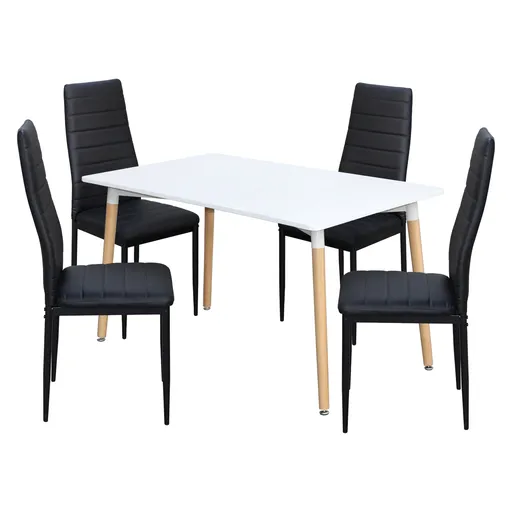 Jídelní stůl ONE 140x90 bílý + 4 židle SIGMA černé