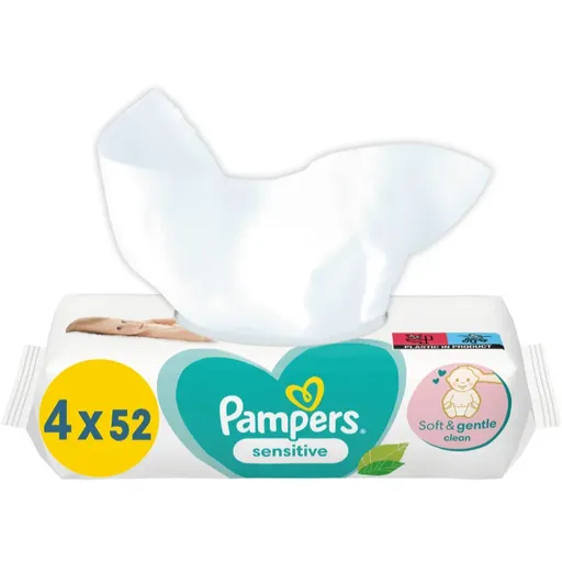 Pampers Sensitive vlhčené čisticí ubrousky pro děti pro citlivou pokožku 4x52 ks