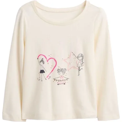 GAP V-FRCH LS BF LOGO TEE Dětské tričko, bílá, velikost 4Y