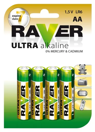 Baterie RAVER alkalická LR6 4ks