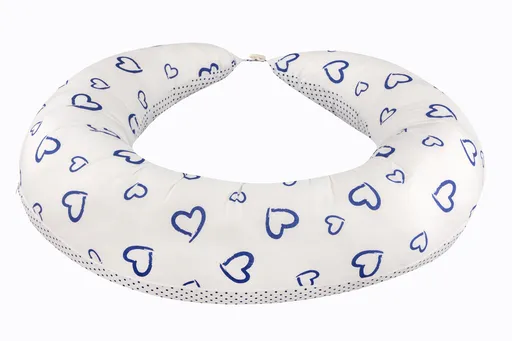 Bomimi ABRA multifunkční polštář XXL, SRDÍČKA-puntíky modrá/bílá