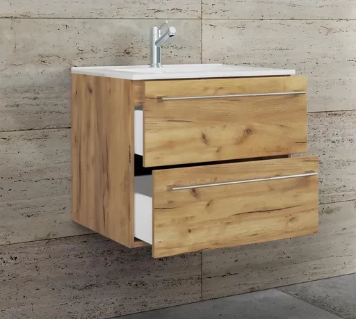 VCM 2dílná umyvadlová skříňka Badinos 2 zásuvky 60 cm, dub medový