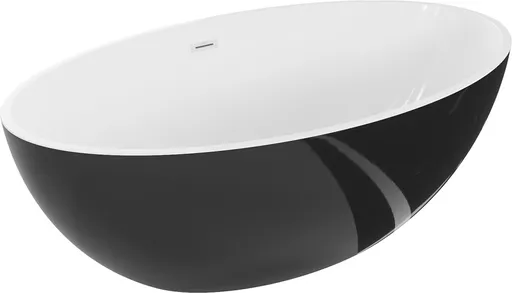 MEXEN/S Nike volně stojící vana 175 x 100, bílá/černá, sifon a přepad bílá 54071751075-20