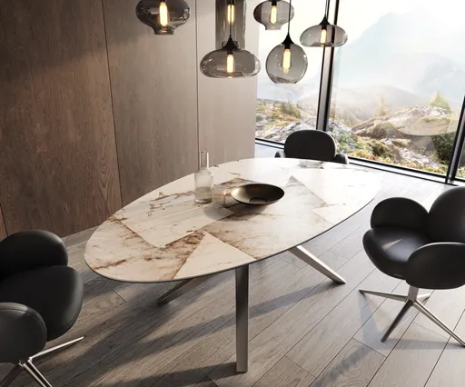 Jídelní stůl Edge oválný 220x120 keramika Iris FmG Patagonia