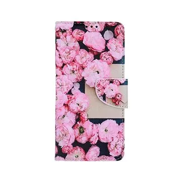 TopQ Pouzdro Samsung A12 knížkové Růžové květy 60123 (Sun-60123)