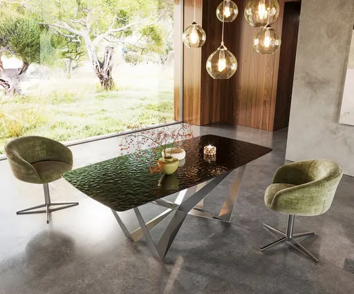 Jídelní stůl Edge oválný 200x100 kouřové černé sklo 3D design