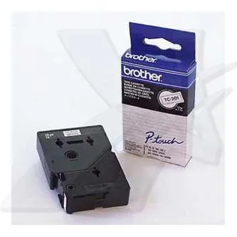 Brother originální páska do tiskárny štítků, Brother, TC-201, černý tisk/bílý podklad, laminovaná, 7.7m, 12mm