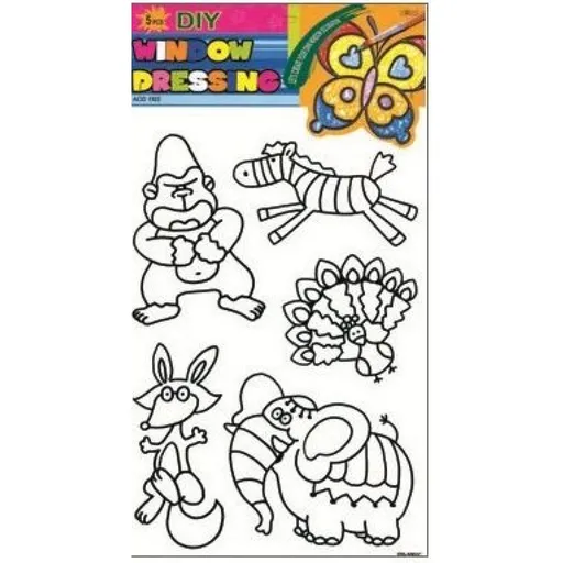 Předlohy na malování na sklo s vyvýšenou konturou zvířátka 30x21cm zebra