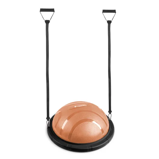 Balanční podložka inSPORTline Dome Edge s gumovými expandery 100 cm / 4,6 kg černá-mocha mousse